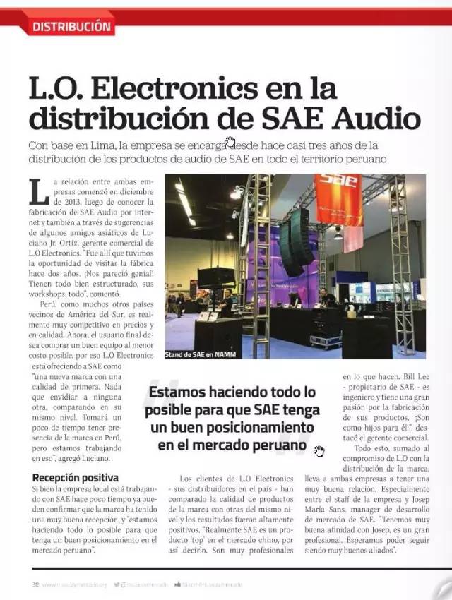 SAE Audio与其秘鲁代理商L.O电子公司